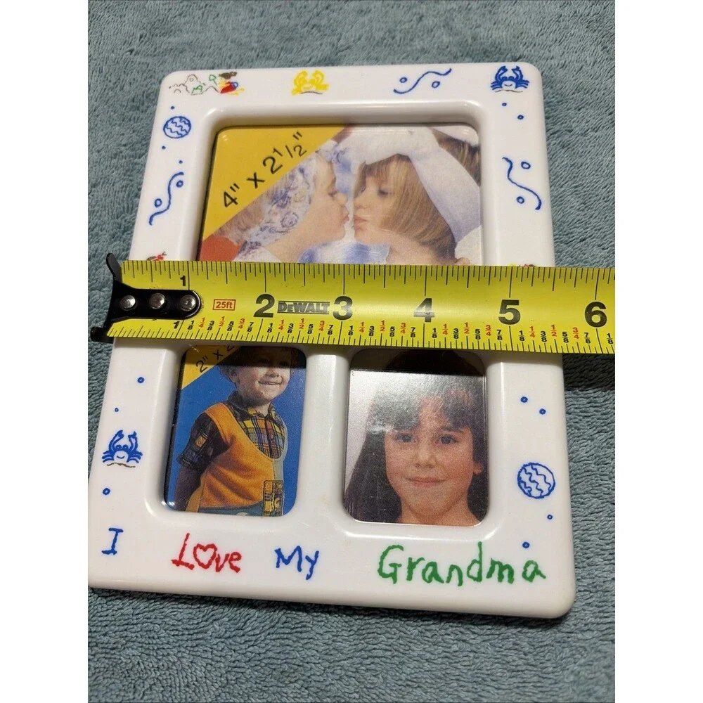 VTG 90s I Love My Grandma 3 Picture Frame Kid Grandma Retro